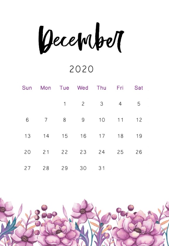 December 2020 Floral Calendar