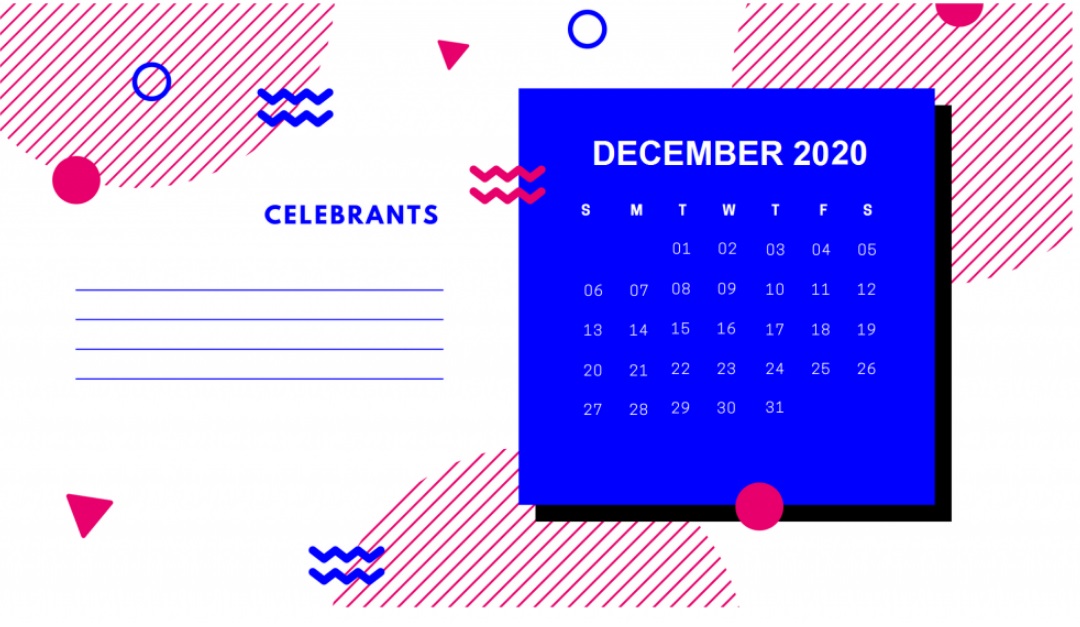 December 2020 Office Desk Calendar Design