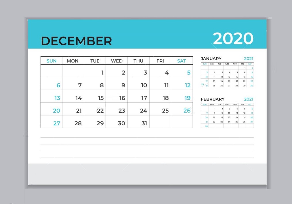December 2020 Office Desk Calendar Download