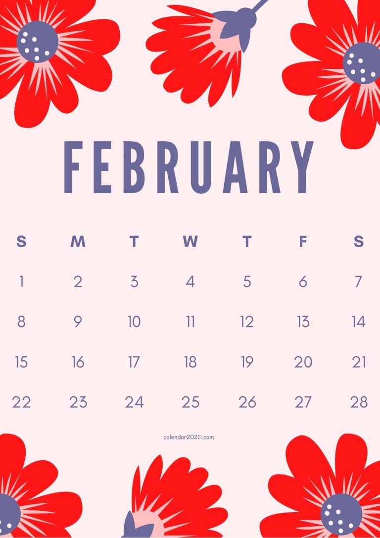 Floral February 2021 Calendar Printable Free Download