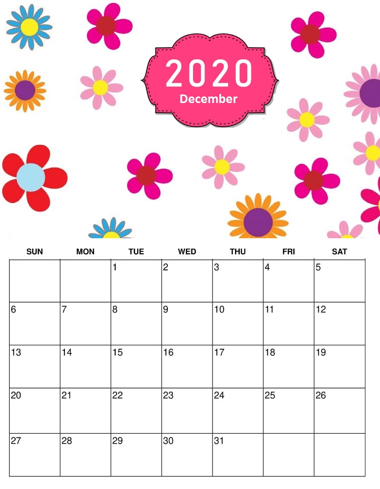 Floral December 2020 Wall Calendar