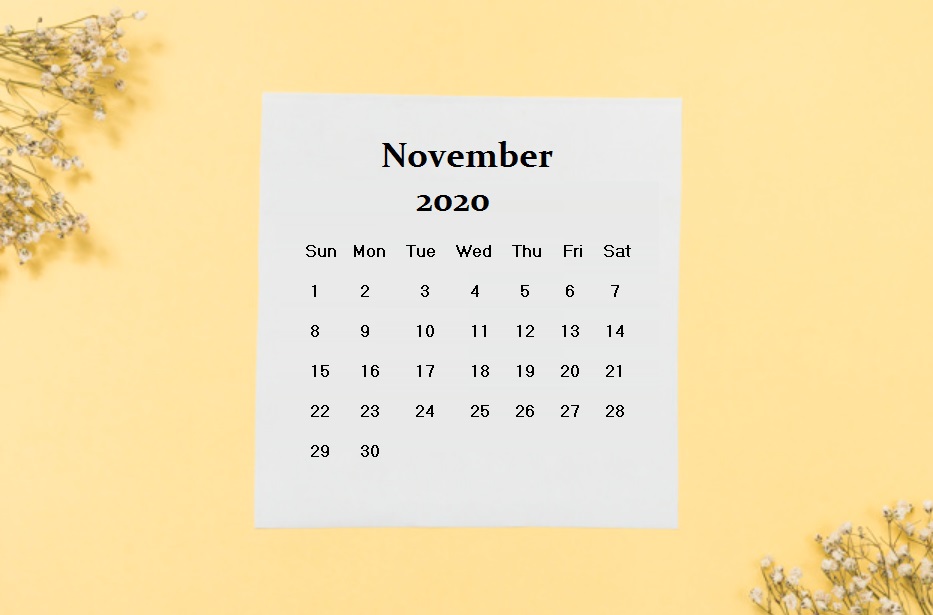 Floral November 2020 Calendar Template