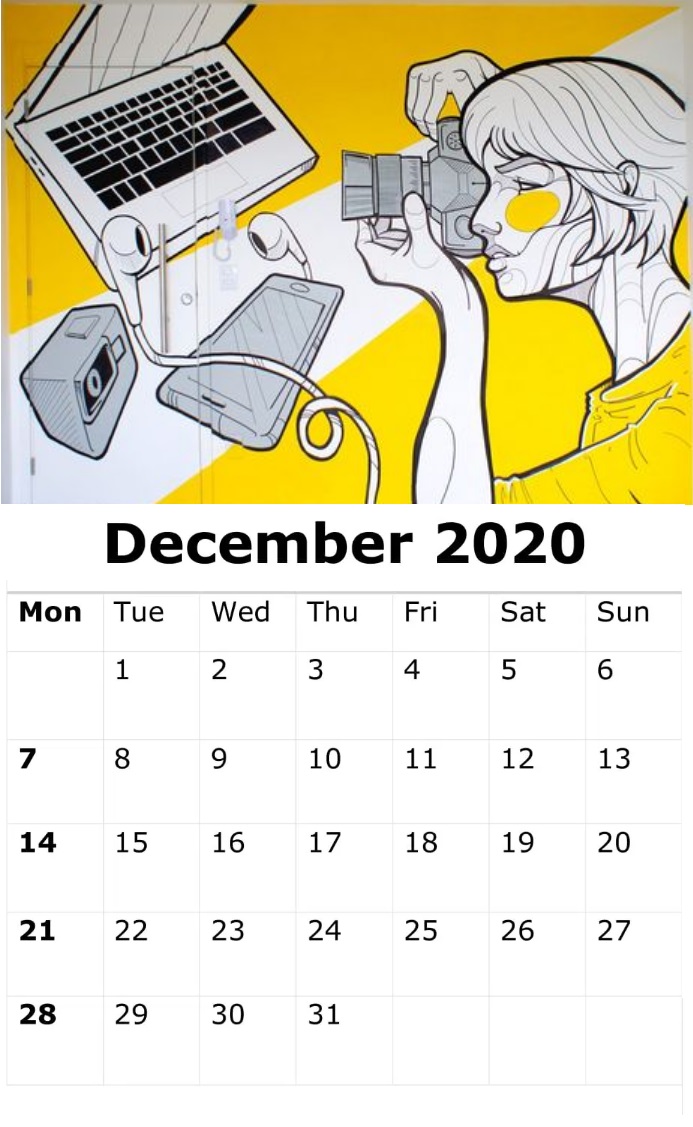 Free December 2020 Wall Calendar