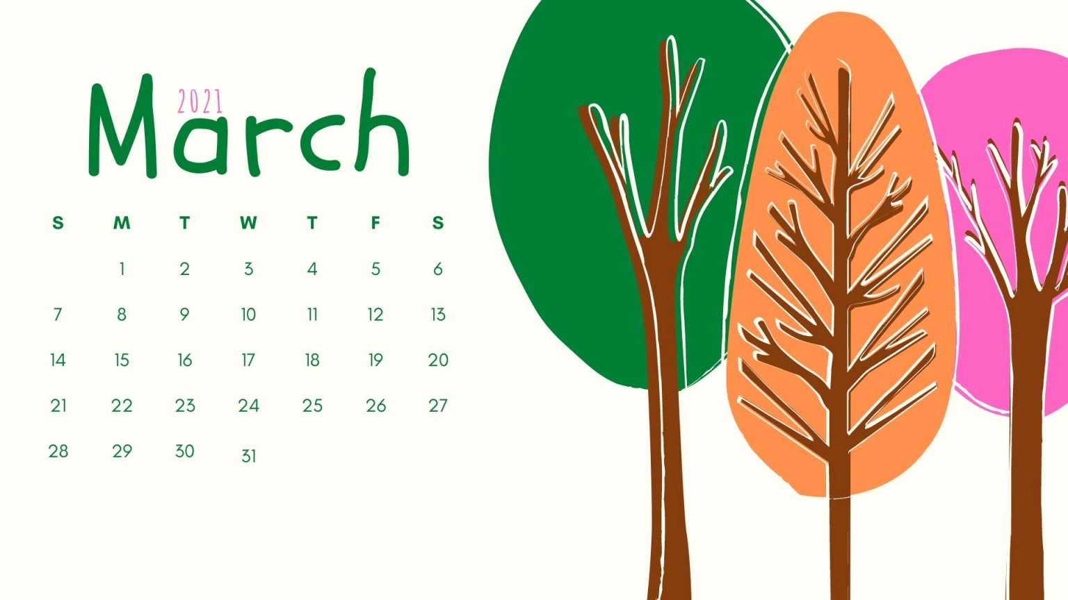 March 2021 Calendar Wallpaper Download