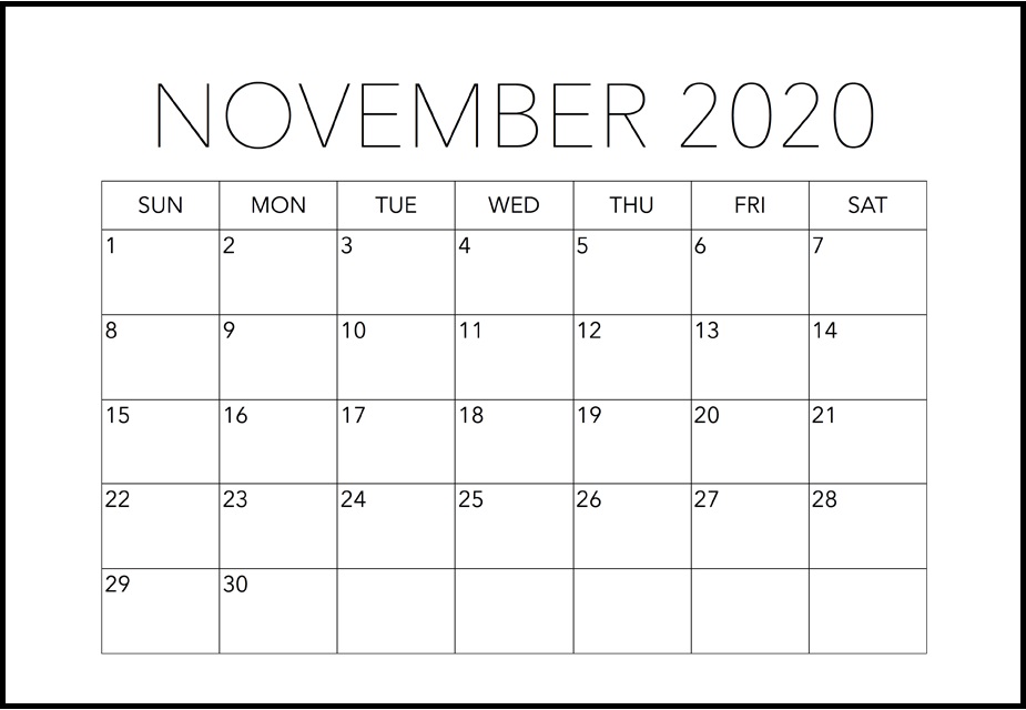 November 2020 Calendar Free