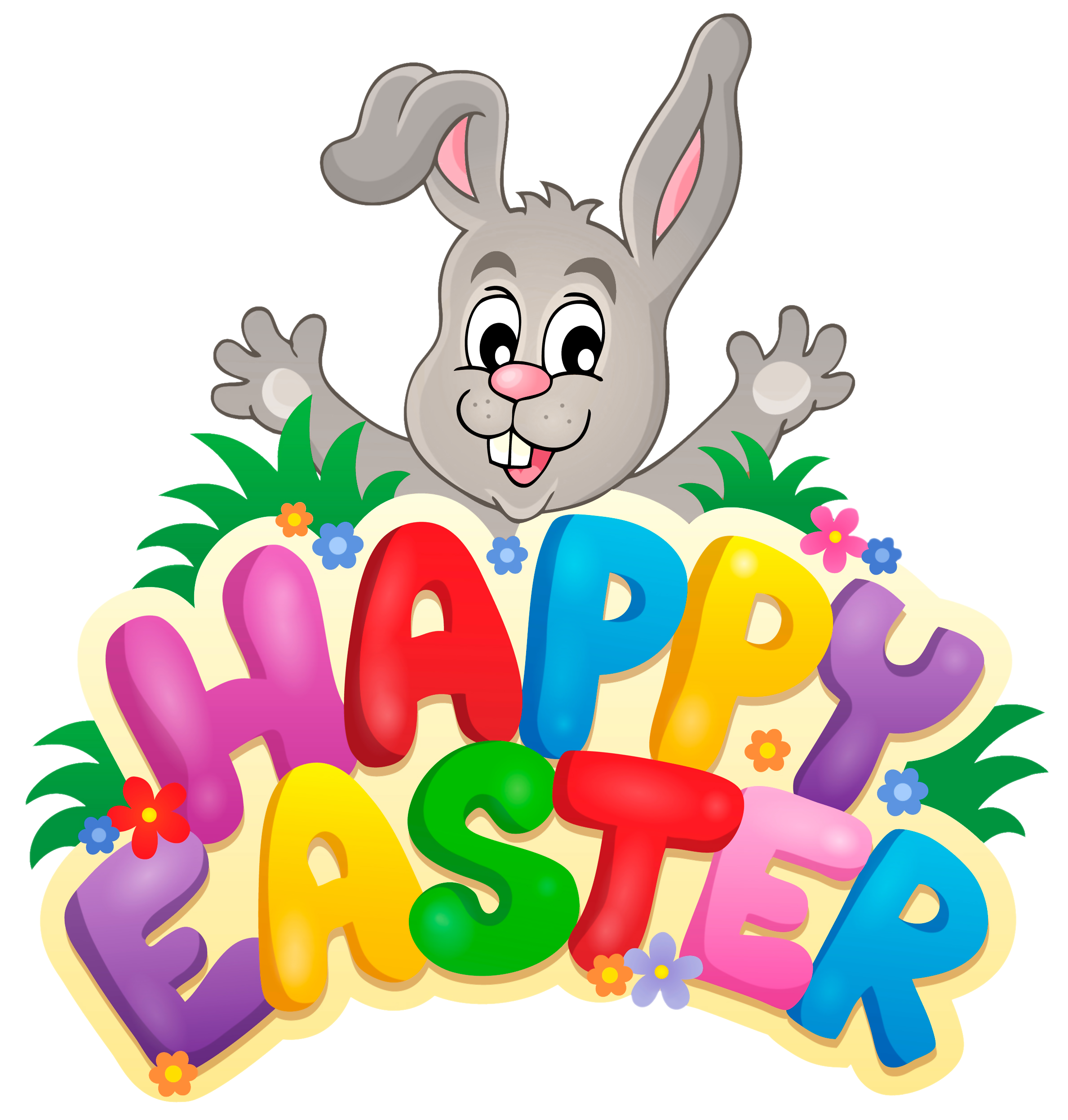 Transparent Happy Easter with Bunny PNG Clipart Picture