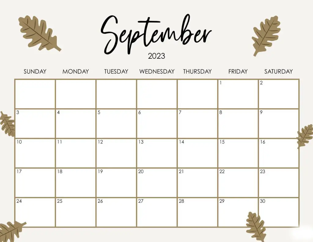 september 2023 calendar floral 4